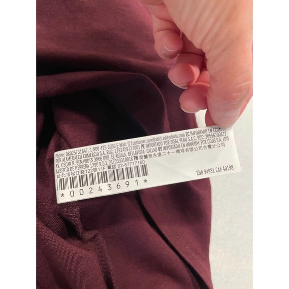 Forever21 Size S Square Neck Bodycon Dress Long Sleeve Stretch Knit Burgundy NWT - Picture 5 of 12